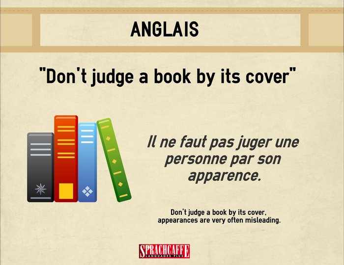 Don't judge a book by its cover - Expression anglaise