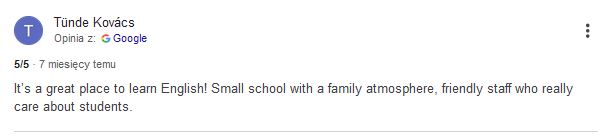 It’s a great place to learn English! Small school with a family atmosphere, friendly staff who really care about students.