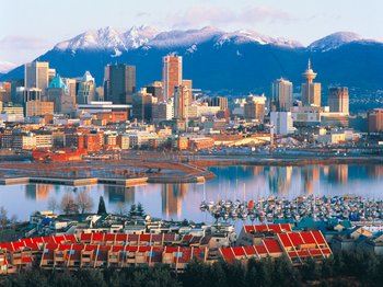 Vancouver city backdrop from mountain