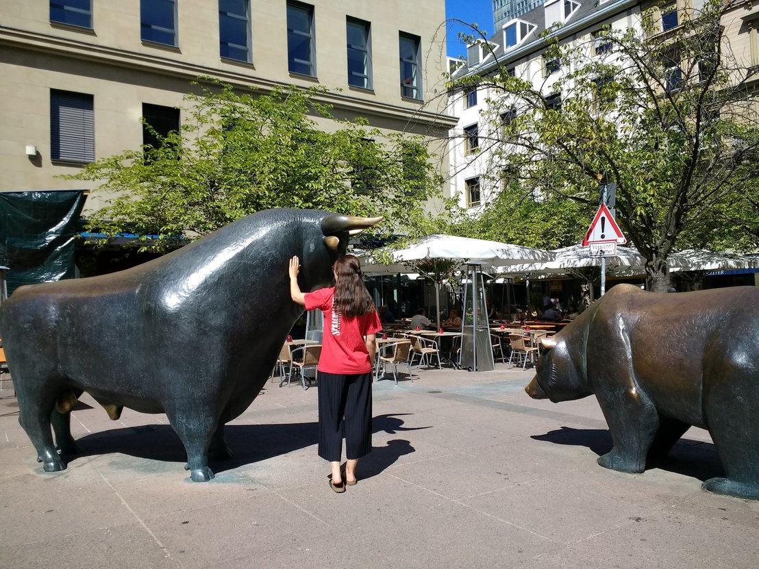 Bull and Bear represent the Stock Market in Frankfurt