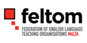 Logo organizacji FELTOM (Federation of English Language Teaching Organisations Malta), akredytującej szkoły językowe na Malcie