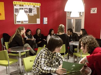 Salle commune de l'école Sprachcaffe de Barcelone