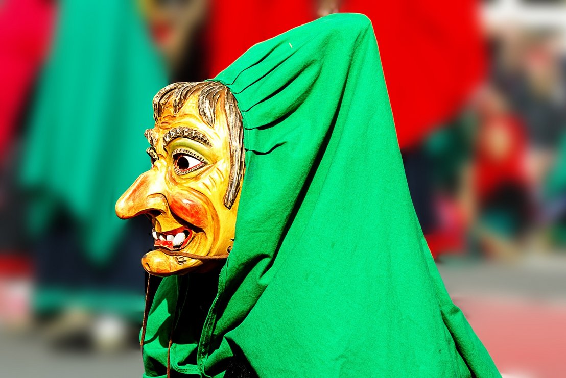 Green witch in the procession