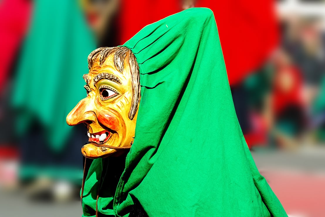 Green witch in the procession Green witch in the procession