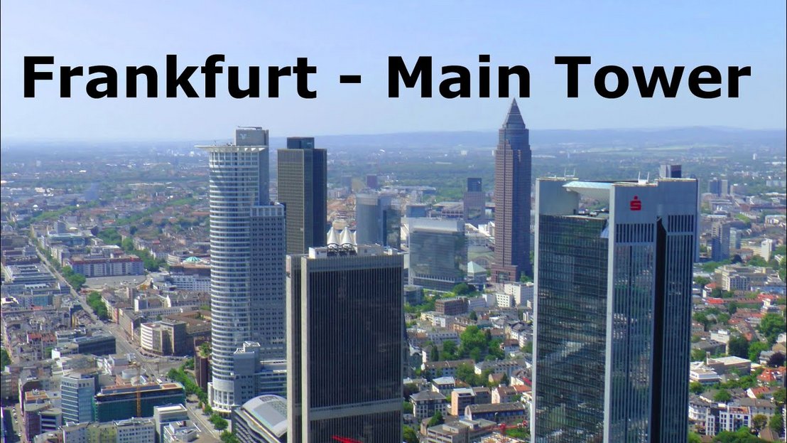 Frankfurt Main Tower elevator ride & panoramic views - Fahrt im Aufzug & Skyline Panorama Blick